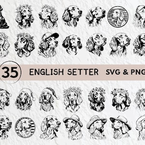English Setter SVG Bundle: Dog Clipart, Vector Logo (Digital Download)