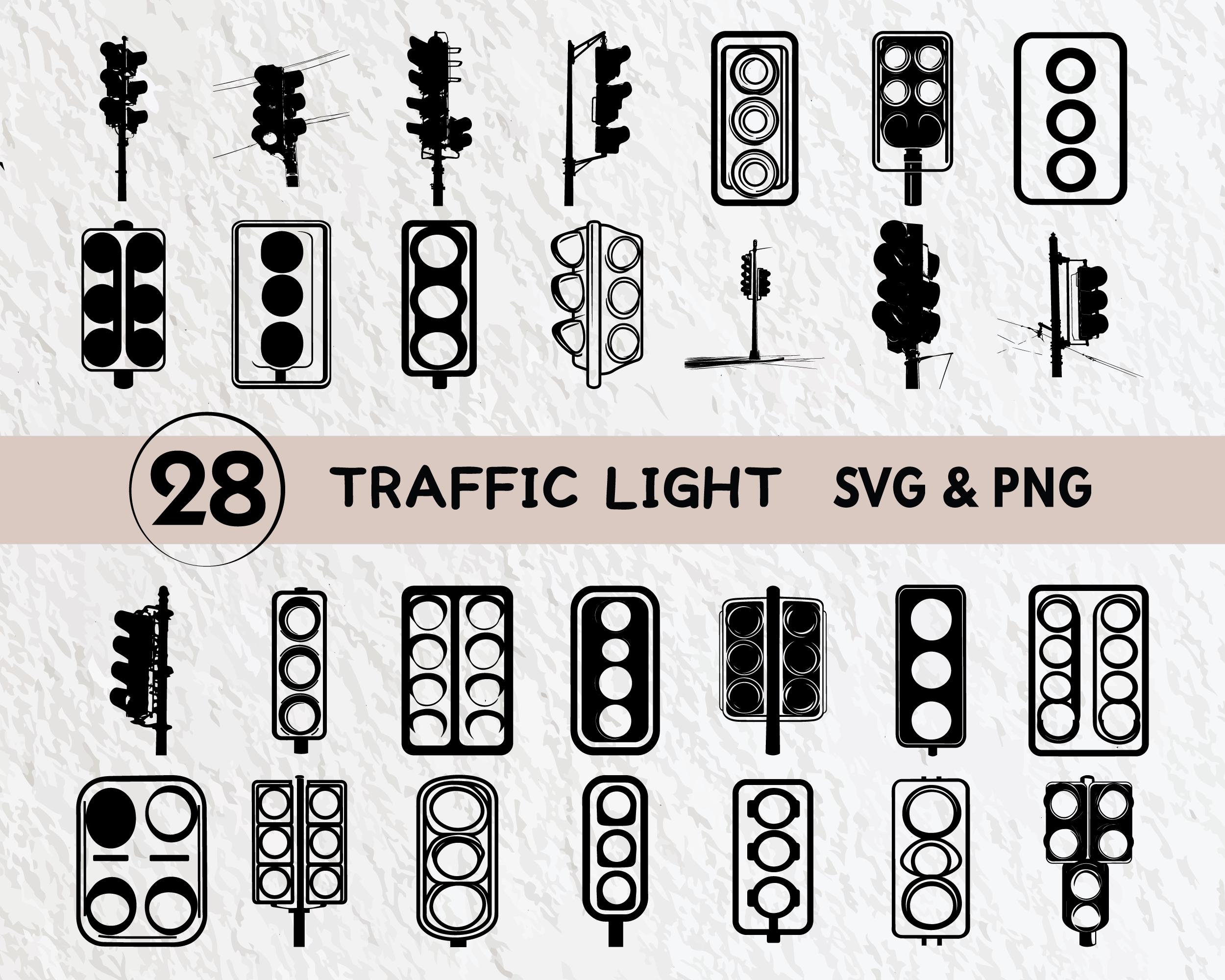 Traffic Light SVG Bundle: Silhouette Clipart, Logo Icon Decal (PNG, SVG)