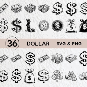 Dollar Sign SVG Bundle: Money Clipart, Logo, and Icon Set (SVG, PNG, Cut Files)