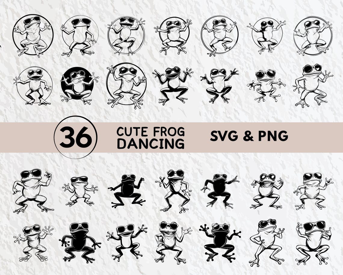 Paquete SVG de rana bailarina, clipart PNG divertido, archivos de corte ...