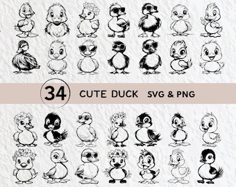 Anka SVG-paket, silhuettkontur, clipartdesigner (digital nedladdning)