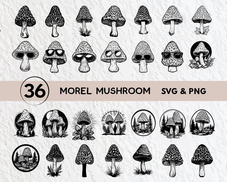 Morrell Svg Morel Mushroom SVG Bundle: Vector Clipart, Logo Icon (PNG, Cricut ...