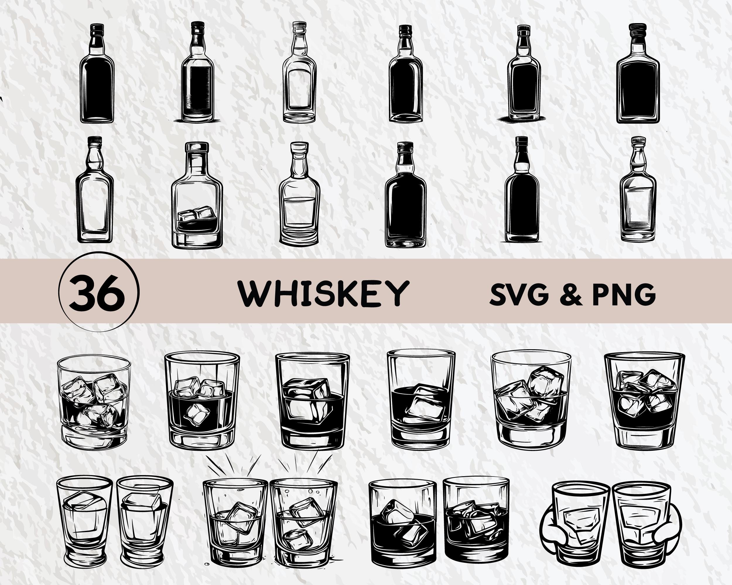 Whiskey Silhouette Svg, Whiskey Svg Bundle, Whiskey Clipart, Whiskey Decal, Whiskey Vector, Whiskey Cut File For Cricut, Whiskey Icon Logo