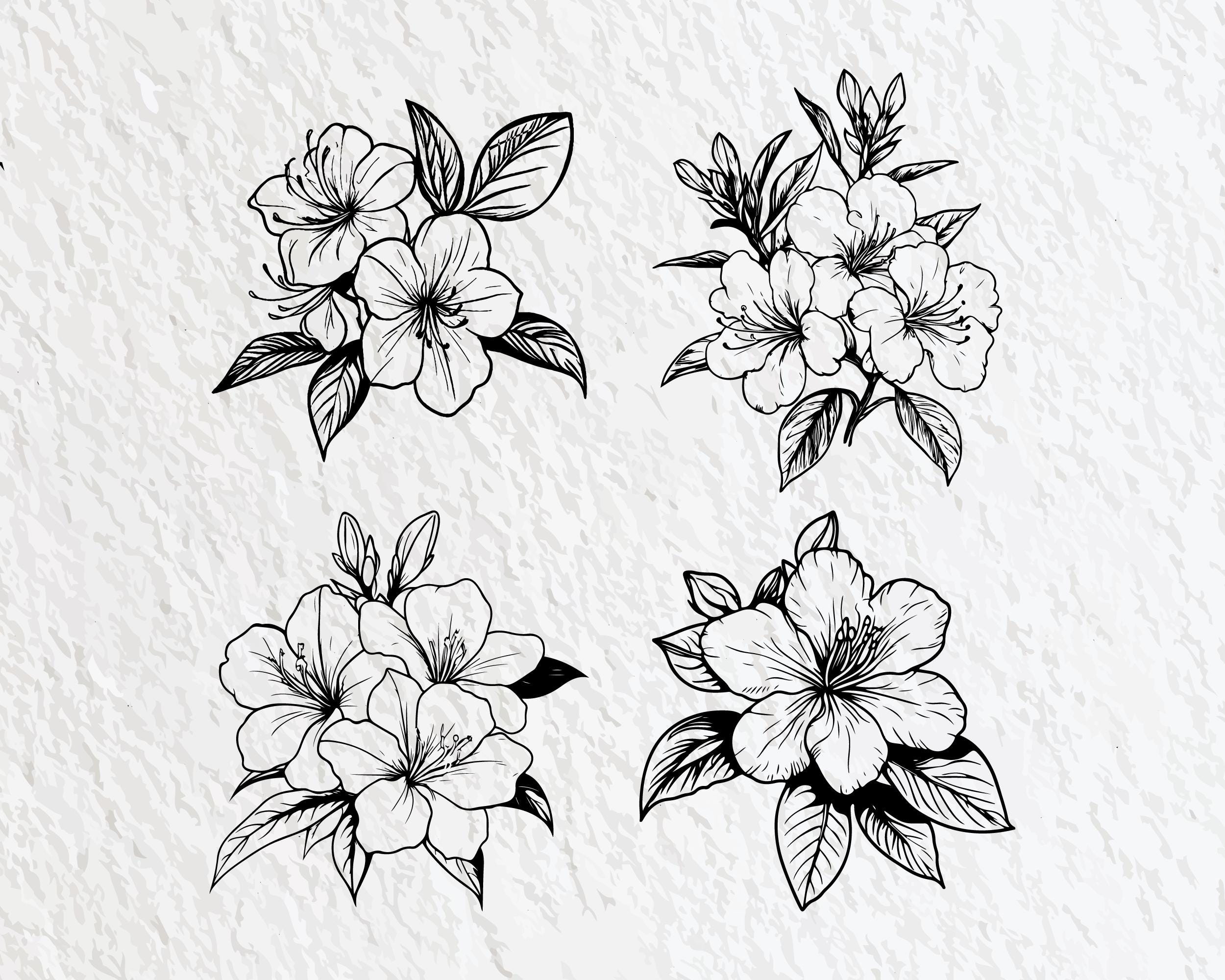 Azalea Flower Svg Bundle, Azalea Silhouette, Azalea Clipart Png, Azalea ...