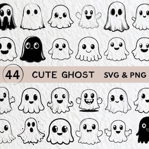 Cute Ghost Svg Bundle, Cute Ghost Silhouette, Cute Ghost Clipart, Cute Ghost Outline, Cute Ghost Vector, Cute Ghost Logo, Cute Ghost Icon