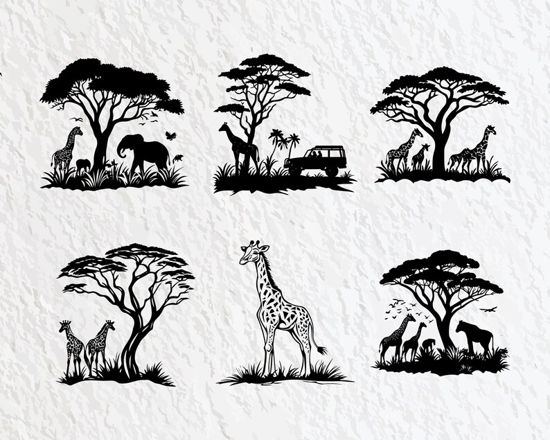 Safari Animal Silhouette SVG Bundle: Cricut Cut Files (PNG) - Etsy