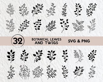 Botanical Leaves & Twigs SVG Bundle: Vector Cut Files (PNG, SVG)