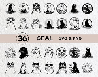 Seal SVG Bundle: Silhouette Clipart, Cricut Cut Files