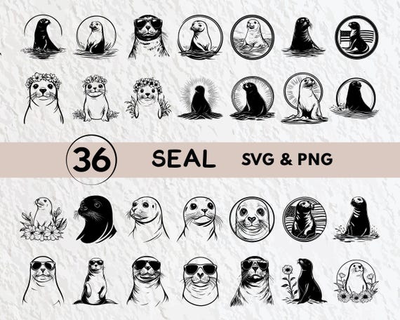 Seal SVG Bundle: Silhouette Clipart, Cricut Cut Files