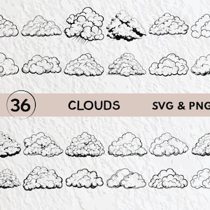 Clouds SVG Bundle: Silhouette Clipart, Cricut Decal (Digital Download)