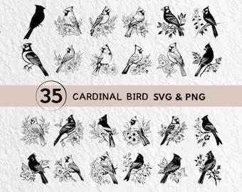 カーディナルバード SVG バンドル: シルエット クリップアート、ベクター アイコン (デジタル ダウンロード)