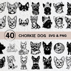 Chorkie Dog Silhouette Svg, Chorkie Dog Svg Bundle, Chorkie Dog Clipart, Chorkie Dog Decal, Chorkie Dog Vector Svg, Chorkie Cricut Logo Icon