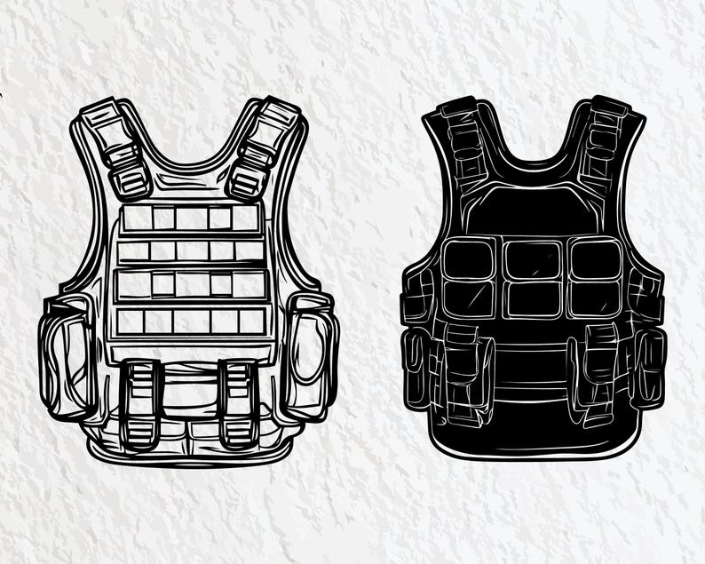 Bulletproof Vest SVG Bundle: Silhouette Vector Icon (PNG, Cricut) - Etsy