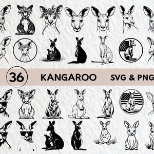 Kangaroo SVG Bundle: Silhouette Clipart, Cricut Decal (Digital Download)