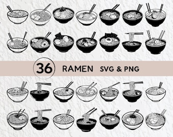 Ramen Svg Bundle, Ramen Silhouette, Ramen Clipart, Ramen Outline, Ramen Vector, Ramen Logo, Ramen Icon, Ramen Deacl Cut Files Cricut Svg Png