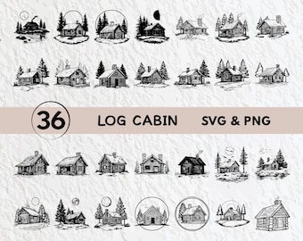 Log Cabin SVG Bundle: Silhouette Clipart, Cricut Cut Files