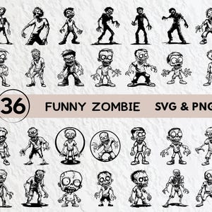Funny Zombie SVG Bundle: Clipart, Silhouette, Vector (Digital Download)