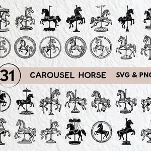 Carousel Horse Svg Bundle, Carousel Horse Silhouette, Carousel Horse Clipart Png, Carousel Horse Outline, Carousel Horse Vector Logo Icon