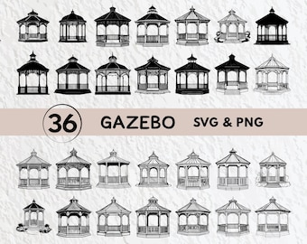 Gazebo SVG Bundle: Silhouette Clipart, Cricut Cut Files (Digital Download)