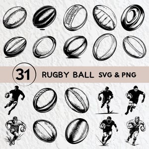 Bundle ballon de rugby Svg, Silhouette de ballon de rugby, Clipart Png de ballon de rugby, contour de ballon de rugby, vecteur de ballon de rugby, ballon de rugby Logo icône Svg Cricut