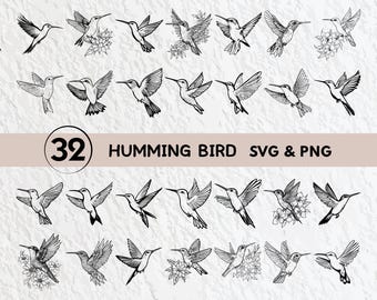 Hummingbird SVG Bundle: Outline Art, Decal, Logo (Digital Download)