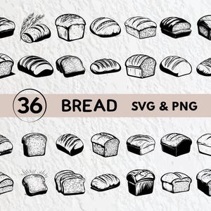 Bread Svg Bundle, Bread Silhouette, Bread Clipart Png, Bread Outline, Bread Vector, Bread Logo, Bread Icon, Bread Cricut Decal Set