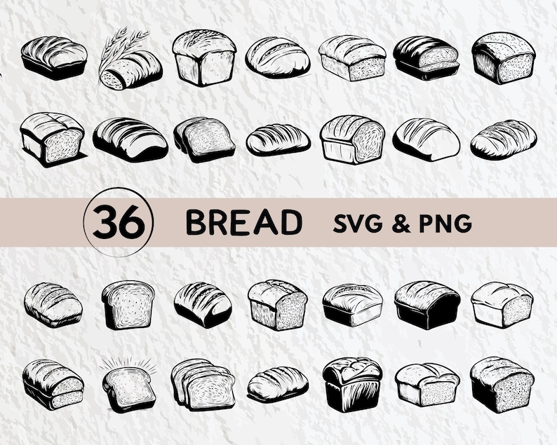 Bread SVG Bundle: Silhouette Clipart, Vector Decal (digital Download ...