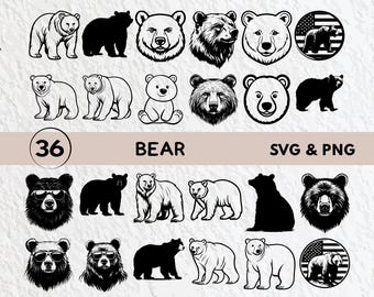 SVG-bundel beersilhouet: clipart wilde dieren (png, vector)