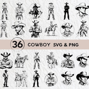 Cowboy SVG Bundle: Silhouette Clipart, Vector Graphics (PNG, SVG)