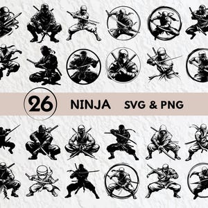Ninja Svg Bundle, Ninja Silhouette, Ninja Clipart Png, Ninja Outline, Ninja Vector, Ninja Logo, Ninja Icon, Ninja Cricut Cut Files Svg