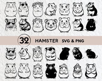Hamster SVG Bundle: Silhouette Clipart, Cricut Cut Files (Digital Download)