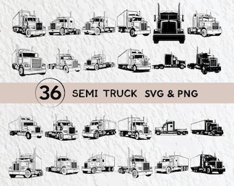 Semi Truck SVG Bundle: Silhouette Clipart, Logo Icon (PNG, Vector)