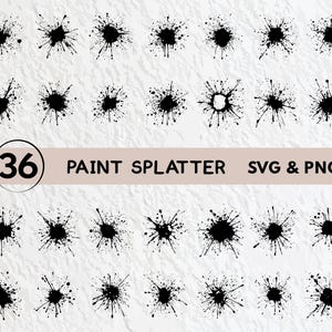 Paint Splatter SVG Bundle: Vector Clipart, Logo Icon Set (PNG, SVG, Cut Files)