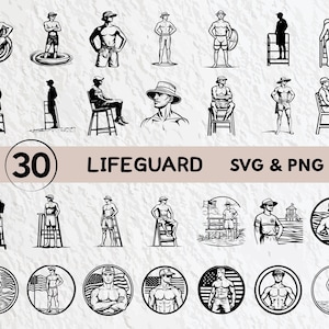Lifeguard SVG Bundle: Silhouette Clipart, Logo Icon (PNG, Cricut Files)