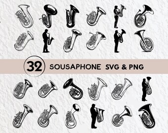 Lot de sousaphones SVG : clipart silhouette, icône du logo (PNG, vecteurs)
