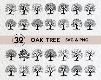 Oak Tree Svg Bundle, Oak Tree Silhouette, Oak Tree Clipart Png, Oak Tree Outline, Oak Tree Vector, Oak Tree Logo Icon Cricut Decal Cut Files