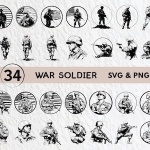 War Soldier Svg Bundle, War Soldier Silhouette, War Soldier Clipart Png, War Soldier Vector, War Soldier Logo Icon Cricut Decal Cut Files