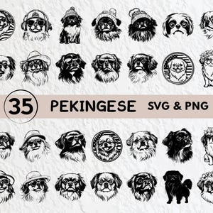 Pekingese Dog Svg Bundle, Pekingese Silhouette, Pekingese Clipart Png, Pekingese Outline, Pekingese Vector, Pekingese Logo Icon Cut File Set