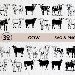 Cow SVG Bundle: Farm Silhouette Clipart (PNG, Vector)