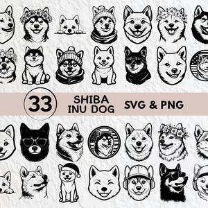 Shiba Inu Dog SVG Bundle: Silhouette Clipart, Vector Cut Files (Digital Download)