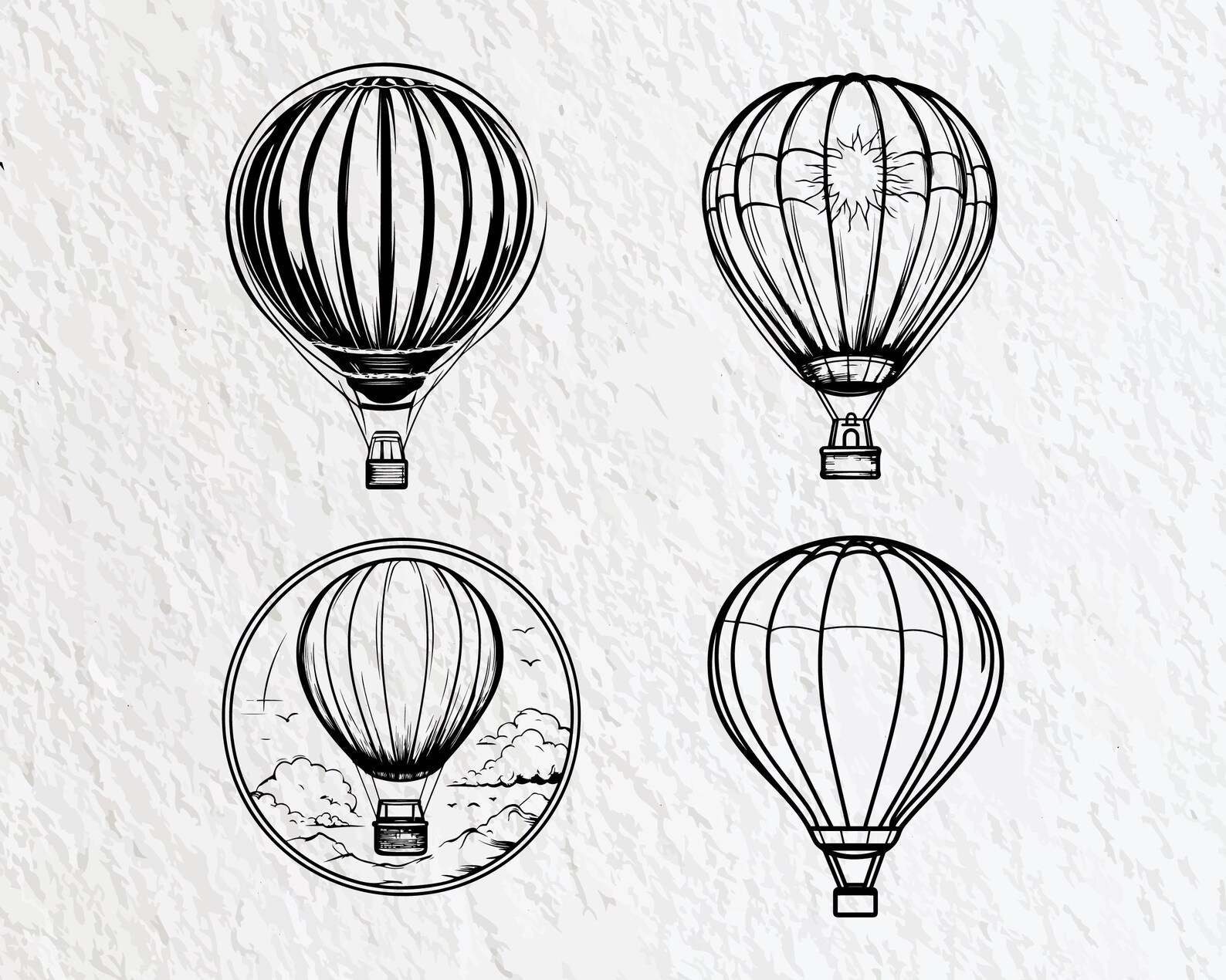 Hot Air Balloon SVG Bundle: Silhouette Clipart, Vector Cut Files - Etsy