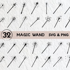 Magic Wand SVG Bundle: Silhouette Clipart, Logo Icon (PNG, SVG)