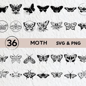 Moth SVG Bundle: Silhouette Clipart, Cricut Cut Files (PNG, Vector)