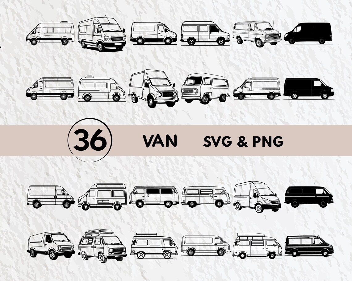 Van SVG Bundle: Silhouette Clipart, Cricut Cut Files (digital Download ...