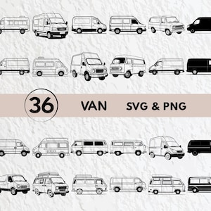 Van Svg-bundel, Van silhouet, Van Clipart Png, Van omtrek, Van Vector, Van Logo, Van Icon, Van Cricut Svg-bestanden, Van Cut-bestanden Svg Set