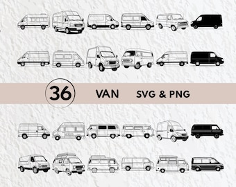 Van SVG Bundle: Silhouette Clipart, Cricut Cut Files (Digital Download)
