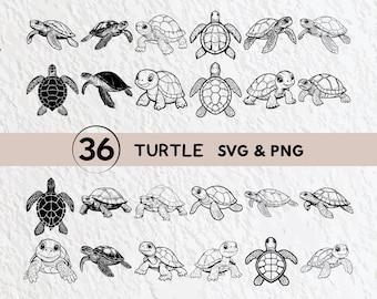 Turtle SVG Bundle: Silhouette Clipart, Vector Logo (PNG, Cricut Files)