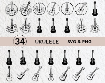 Ukulele SVG Bundle: Silhouette Clipart, Cricut Decal Files (PNG)
