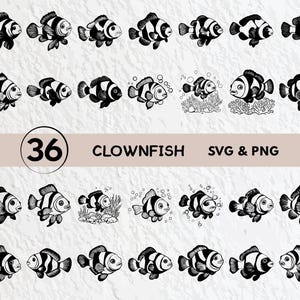 Clownfish Svg Bundle, Clownfish Silhouette, Clownfish Clipart Png, Clownfish Vector, Clownfish Logo, Clownfish Icon Decal Cricut Cut Files