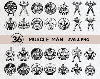 Muscle Man SVG Bundle: Silhouette Clipart, Vector Cut Files